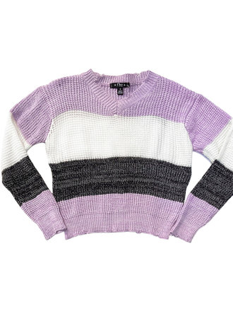 Flowers by Zoe Lavender Stripe Sweater Flowers by Zoe Lavender Stripe Sweater