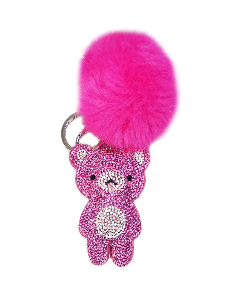 Bari Lynn Hot Pink Bear Keychain
