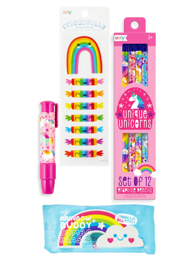 Unicorn Stationery Set for Girls - Pencil Pen Book Eraser Sharpener, K