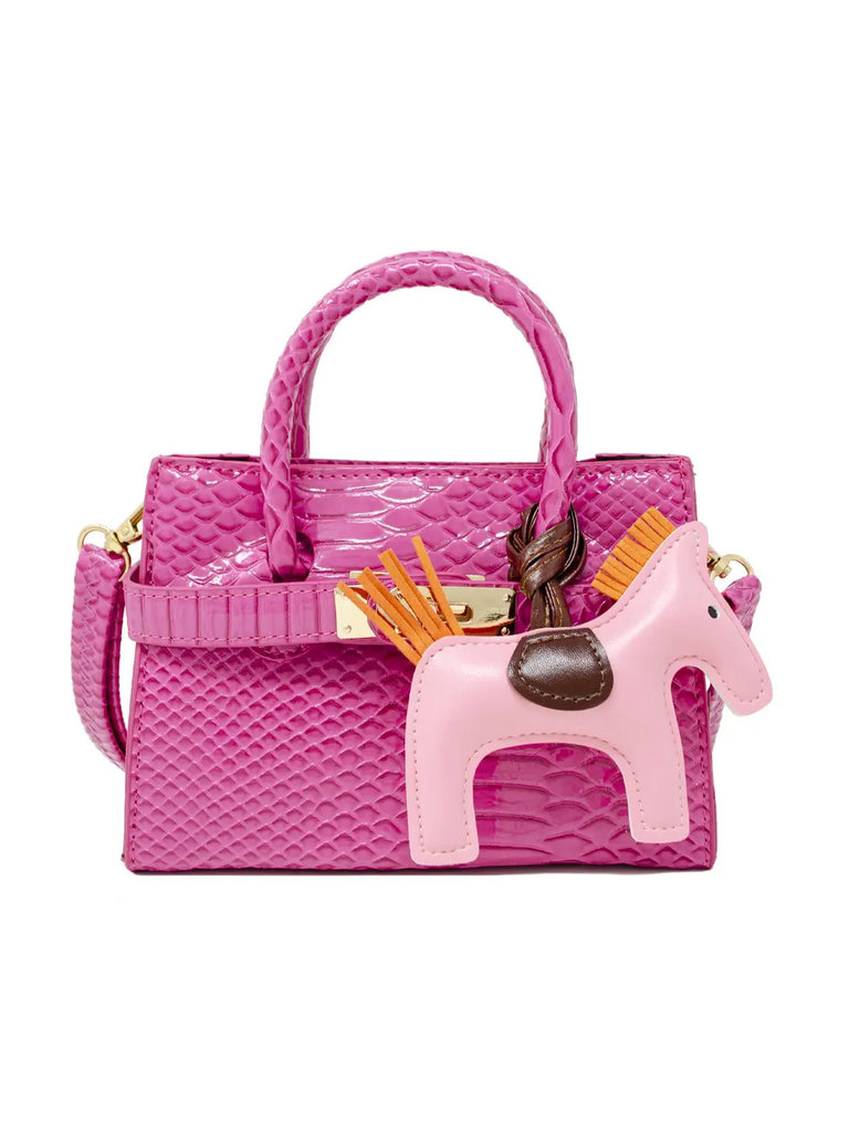 Zomi Gems Patent Crocodile Pony Handbag