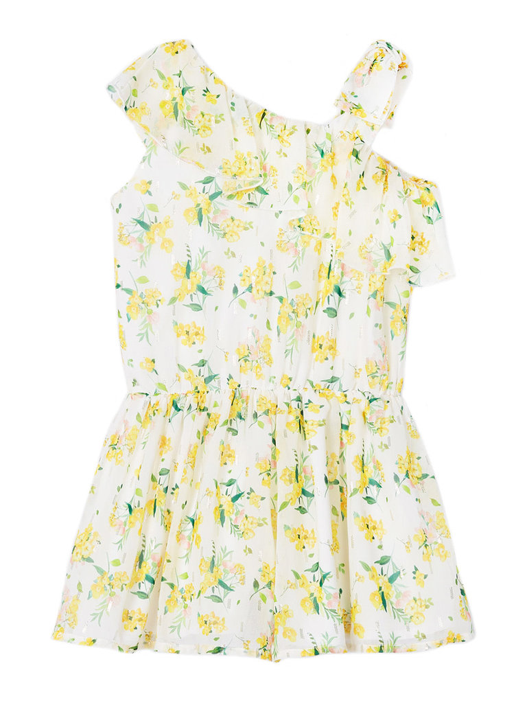 Mayoral Yellow Floral Chiffon Romper
