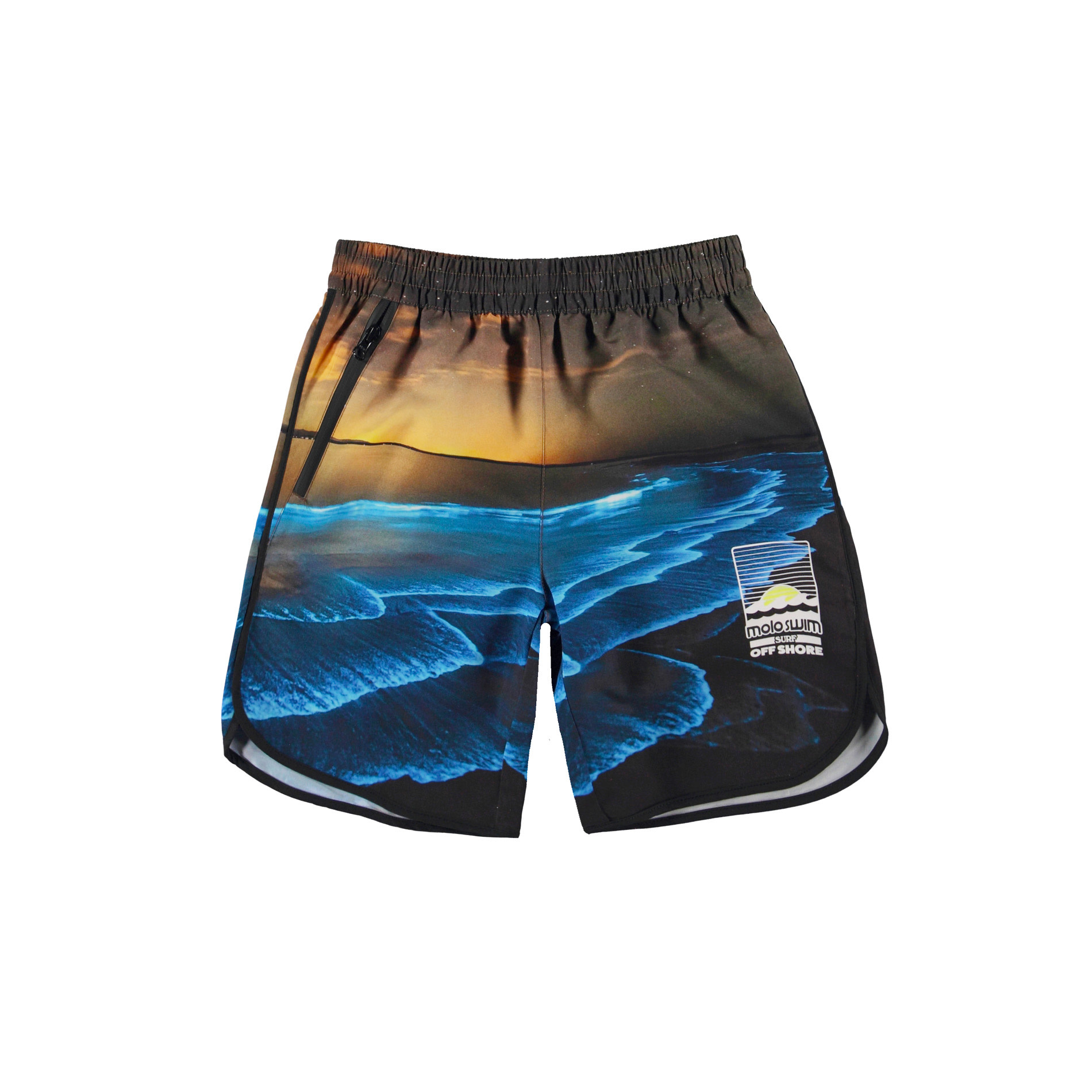 Molo Boys Glowing Ocean Print Swim Shorts - Pumpkin and Bean