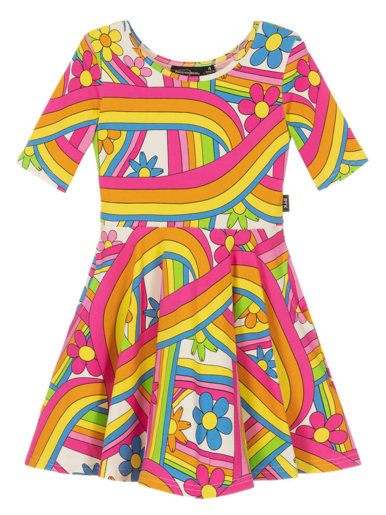 Rock Your Baby Retro Rainbow Floral Dress