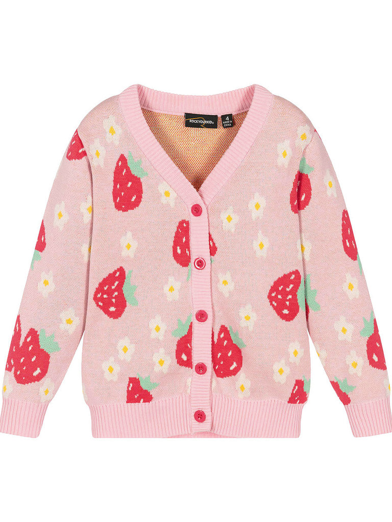 Rock Your Baby Pink Strawberry Knit Cardigan