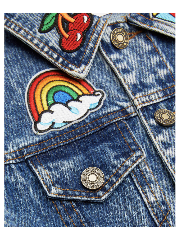 Lola and the Boys Patch Crop Denim Jacket