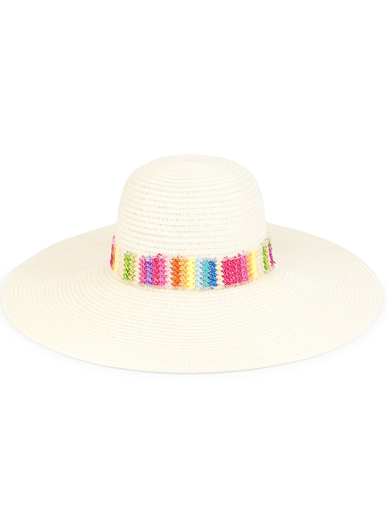 Bari Lynn Striped Straw Sun Hat