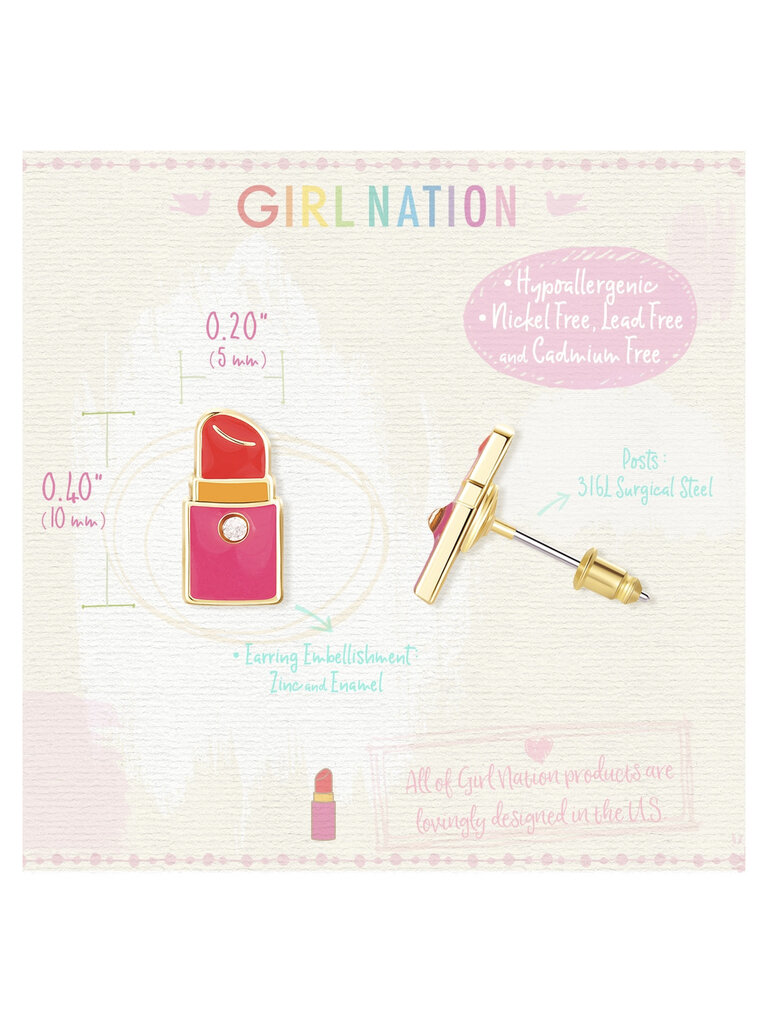Girl Nation Lipstick Cutie Stud Earrings