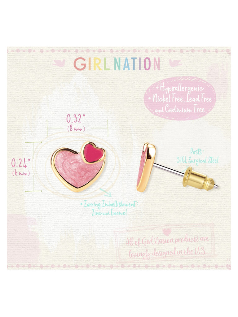 Girl Nation Heart 2 Heart Cutie Stud Earrings