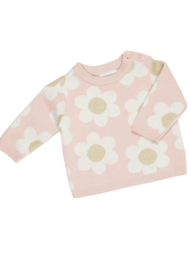 HUXBABY Daisy Knit Sweater Pumpkin and Bean