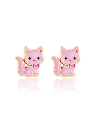 Girl Nation Pink Kitty Cutie Stud Earrings Girl Nation Pink Kitty Cutie Stud Earrings
