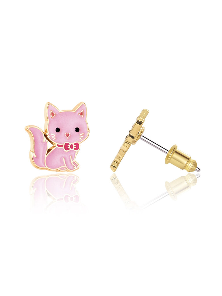 Girl Nation Pink Kitty Cutie Stud Earrings