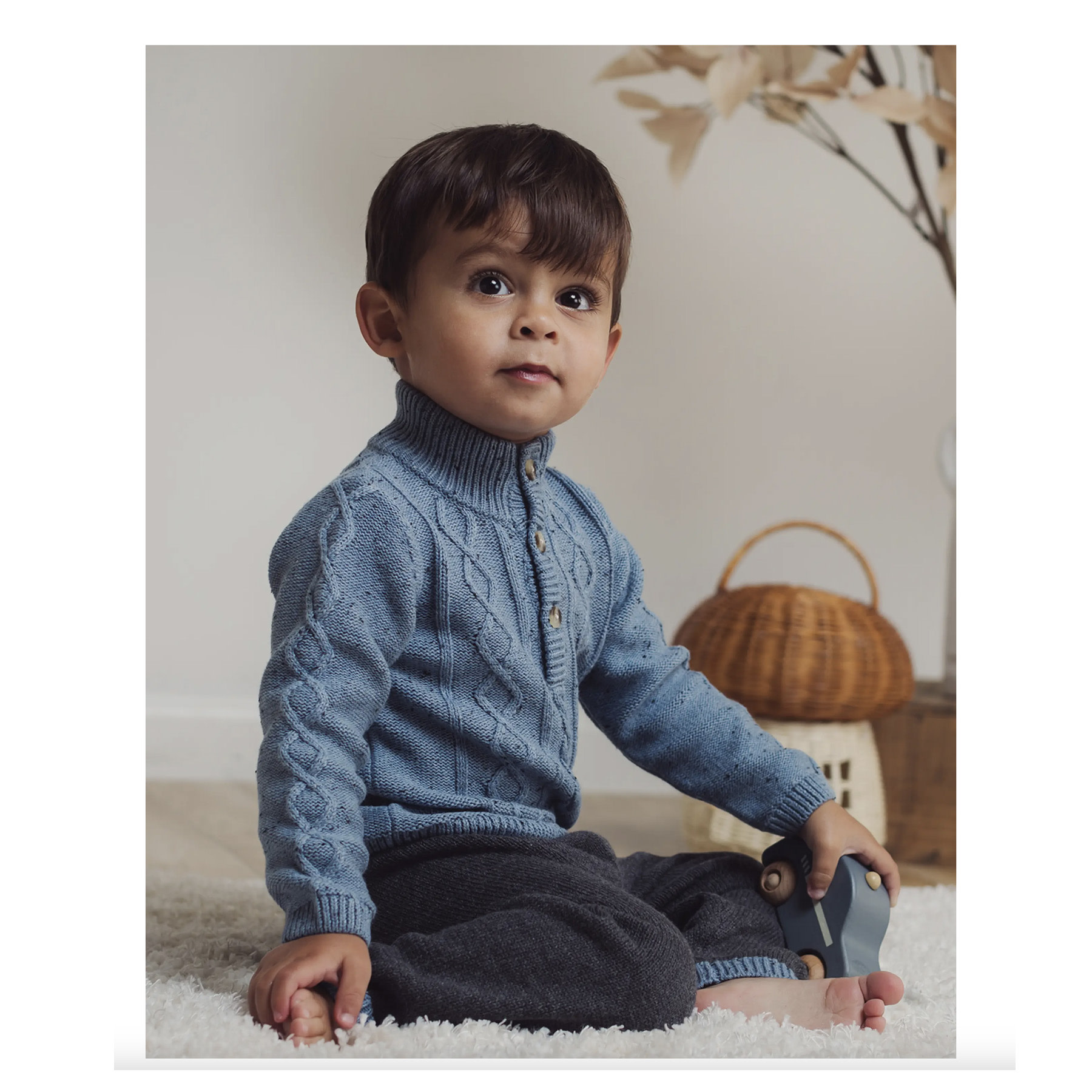 Miniclasix Cable Sweater Top & Pant Set Pumpkin and Bean