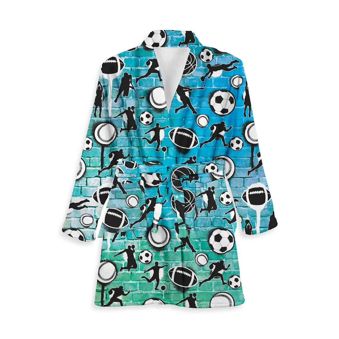 Top Trenz Sports Graffiti Fuzzy Bathrobe Pumpkin and Bean