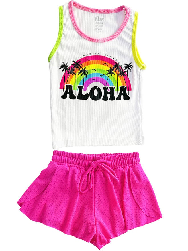 Flowers By Zoe Black & Neon Pink Beach Graphic Ribbed Tank - Everything But  The Princess