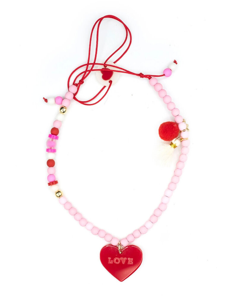 Lilies and Roses Red Heart Necklace