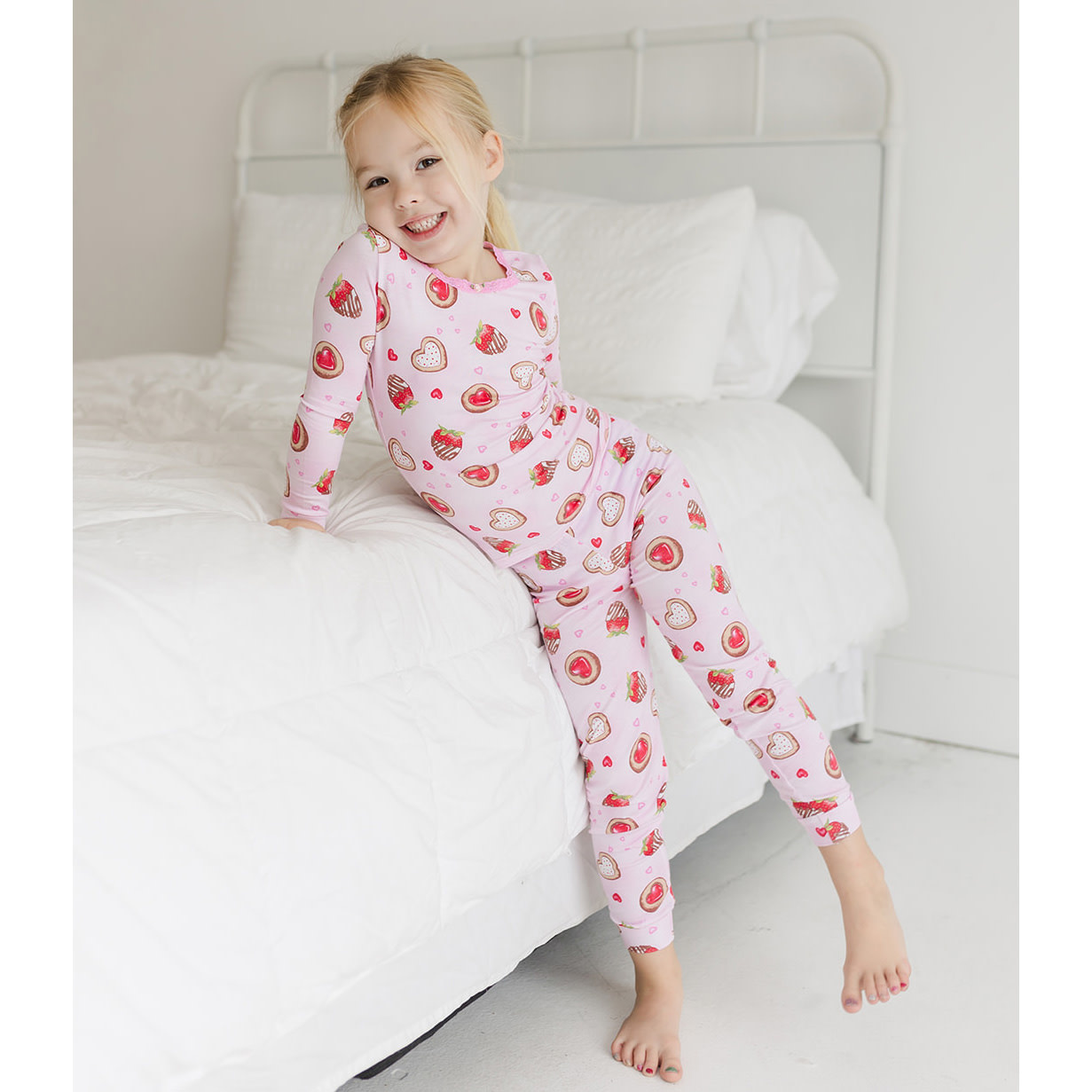 Esme Girls Sweet Delight Print Pajamas - Pumpkin and Bean