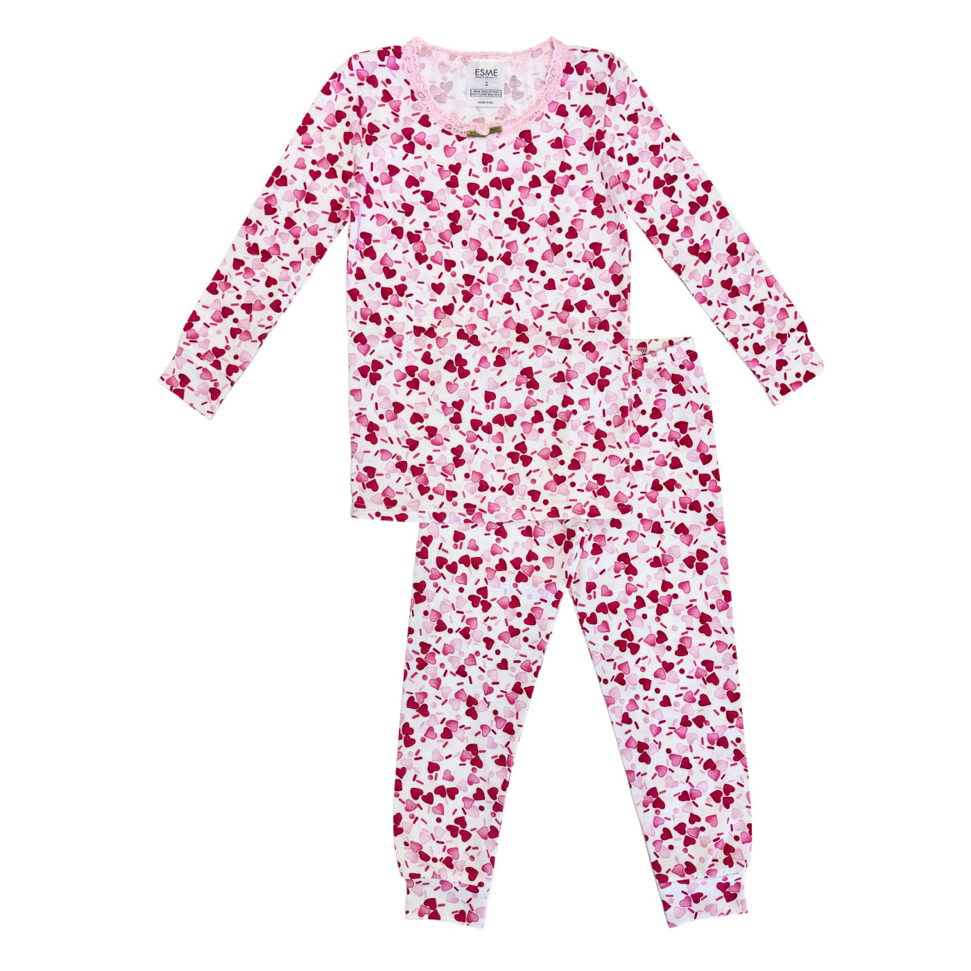 Esme Girls Heart Sprinkles Print Pajamas - Pumpkin and Bean