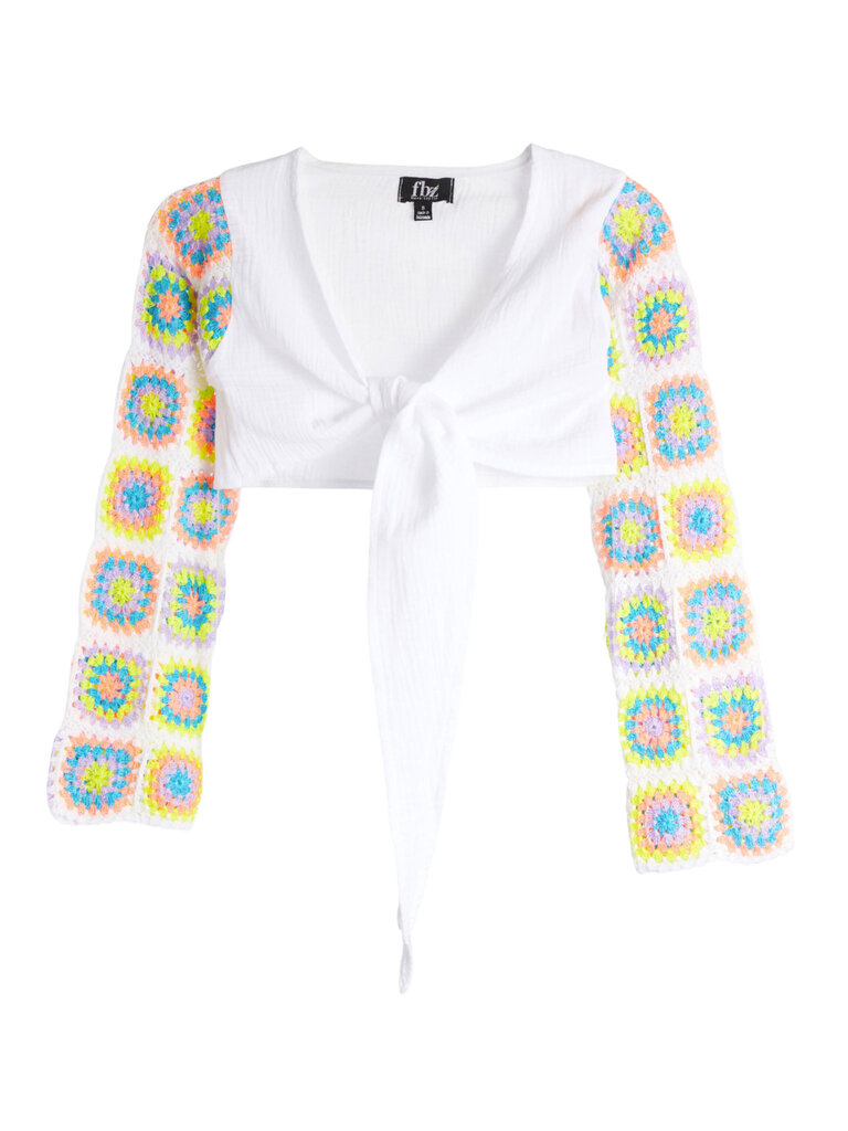 Flowers by Zoe Neon Crochet Gauze Top