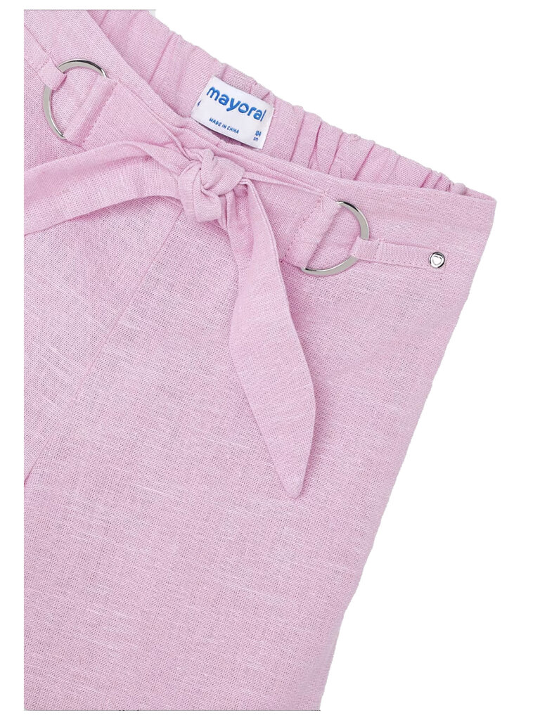 Mayoral Pink Cotton & Linen Crop Pant