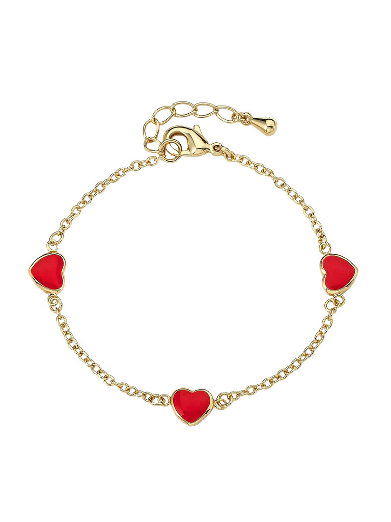 Little Miss Twin Stars Red Enamel Heart Bracelet