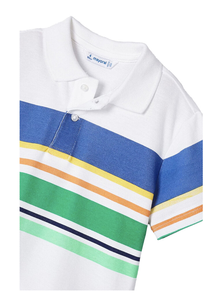 Mayoral Stripe Short Sleeve Polo Shirt