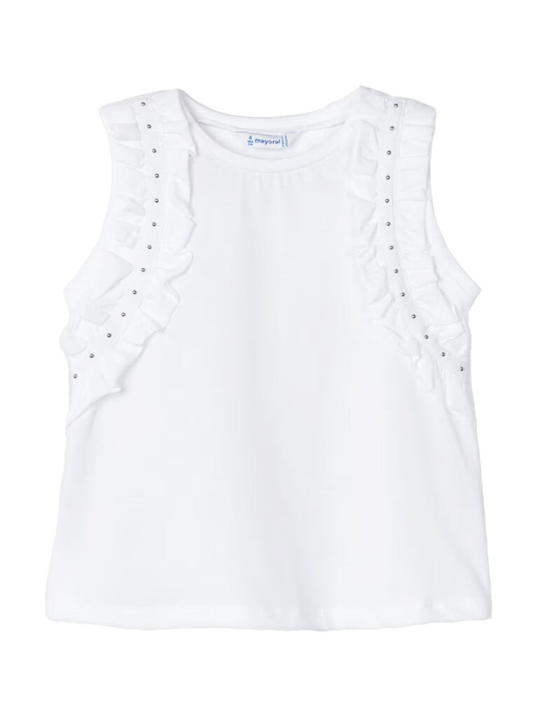 Mayoral Ruffle White Studded Top