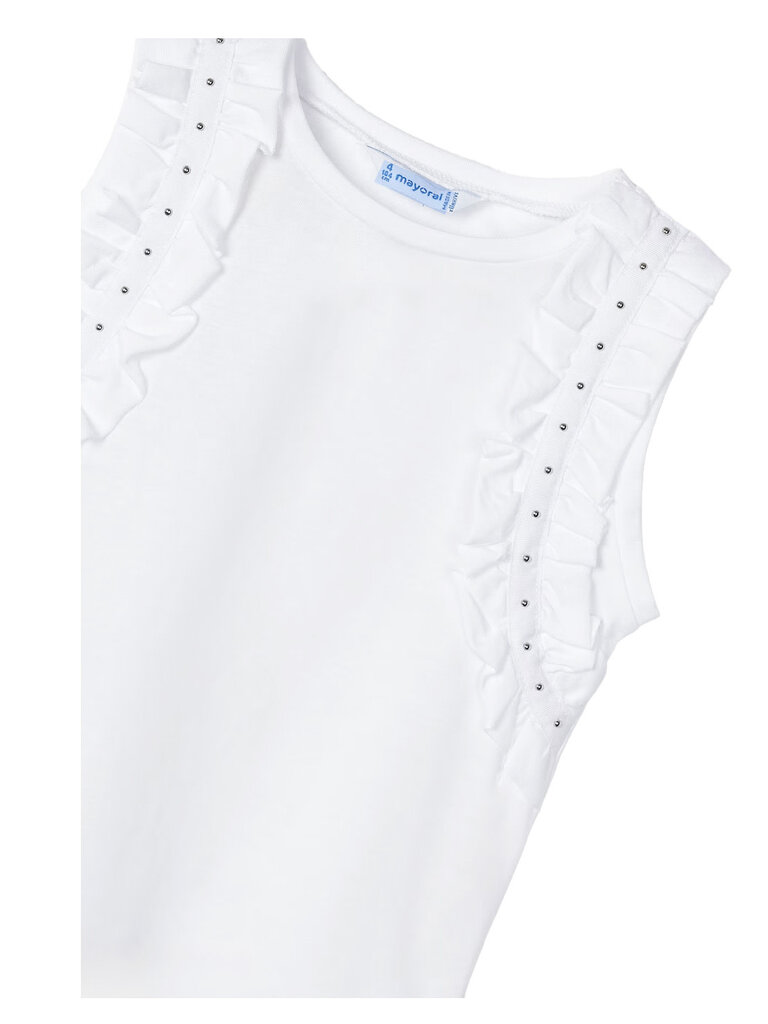Mayoral Ruffle White Studded Top
