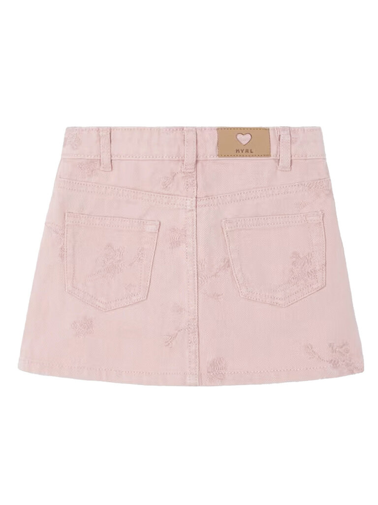 Mayoral Pink Floral Toile Denim Skirt
