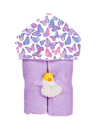 Babyhug Terry Cotton Woven Towel with Butterfly Embroidery L 91 x B 41 cm - Purple
