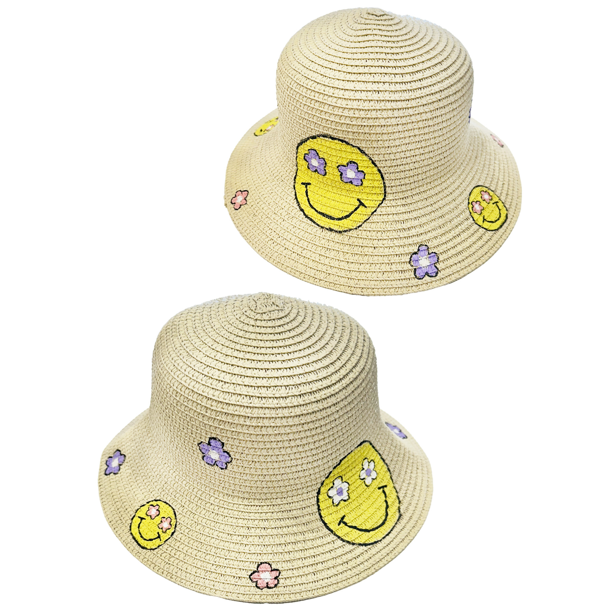 Summer Korean Style Rainbow Children's Handmade Straw Hat, Girls' Sun Hat  With Uv Protection, Woven Fishing Hat For Students With Freshness