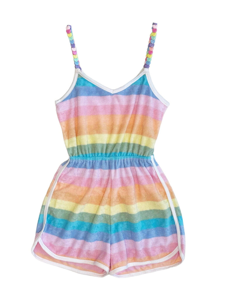 Lola and the Boys Pastel Ombré Beaded Hearts Romper