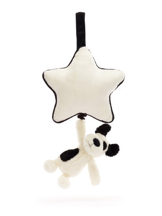 Jellycat Bashful Black & Cream Puppy Musical Pull Jellycat Bashful Black & Cream Puppy Musical Pull