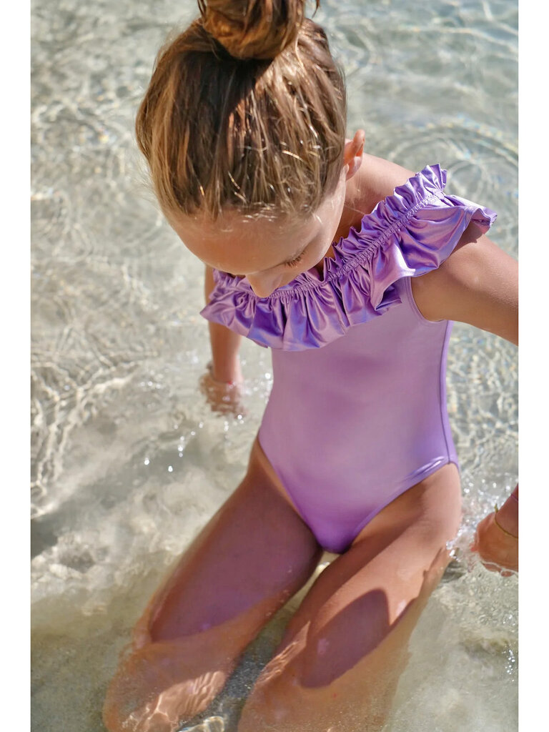 Lison Iridescent Lilac Ruffle Swimsuit