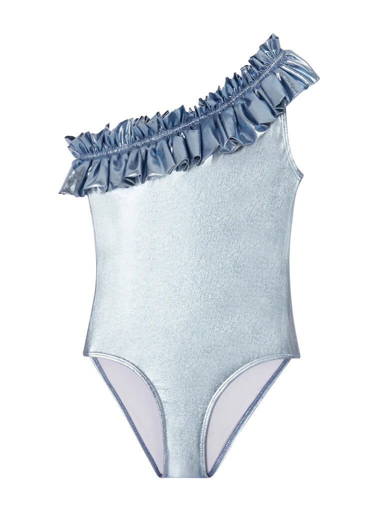 Lison Iridescent Blue Ruffle Swimsuit