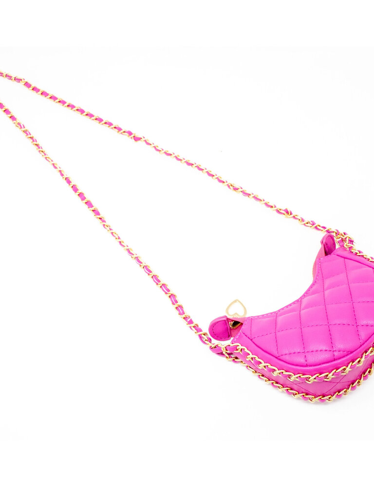 Zomi Gems Hot Pink Quilted Chain Hobo Bag