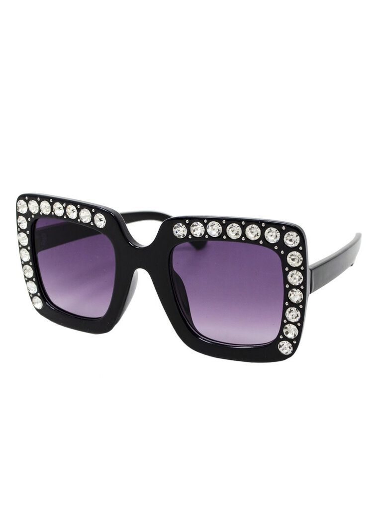 Zomi Gems Black Crystal Square Sunglasses
