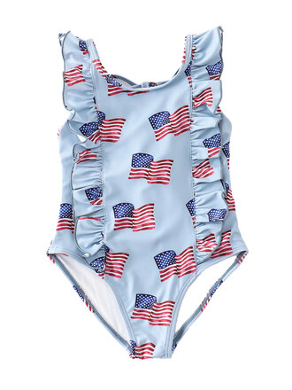 Flag Ruffle Swimsuit Flag Ruffle Swimsuit