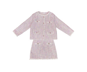 Petite Hailey Pink Tweed Jacket Set