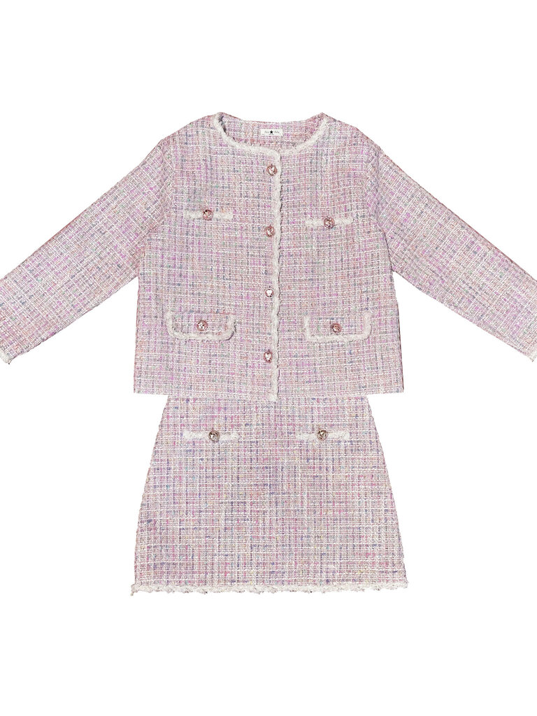 Petite Hailey Pink Tweed Jacket Set