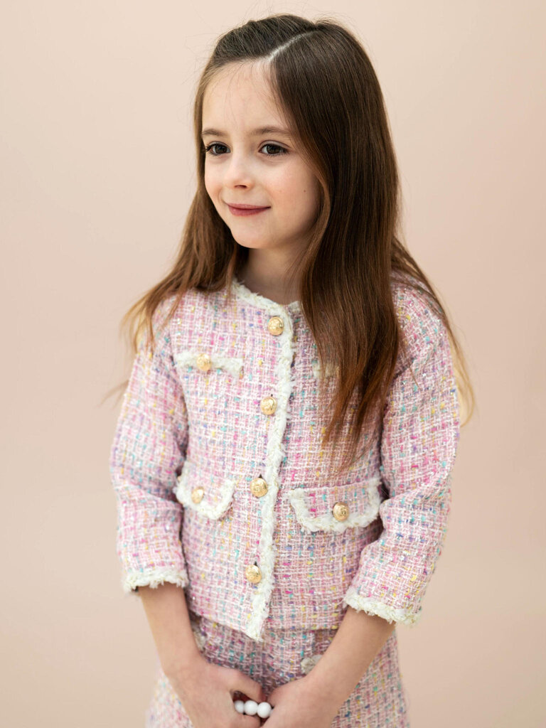 Petite Hailey Pink Tweed Jacket Set