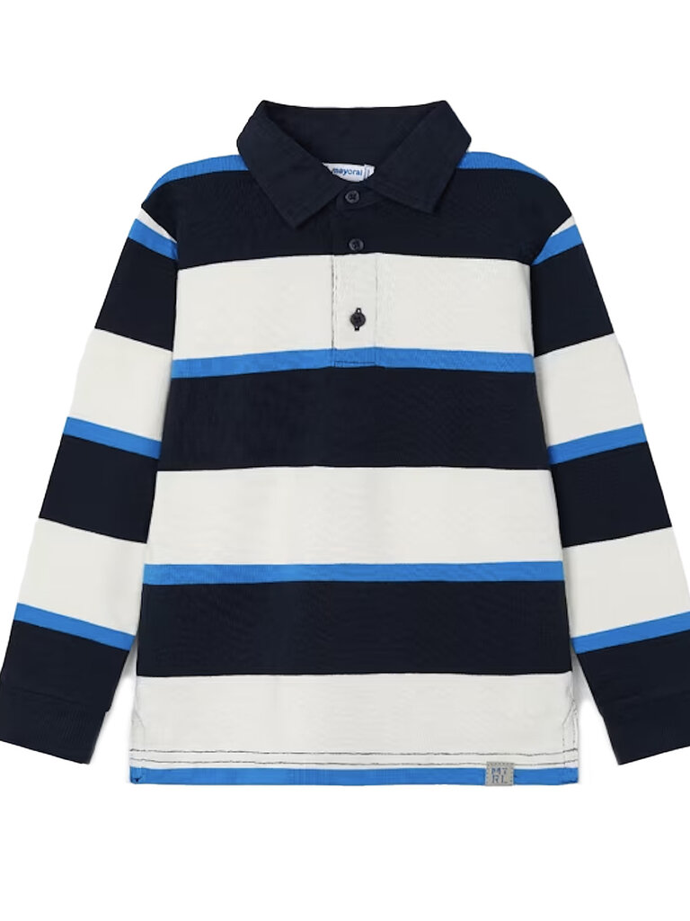 Mayoral Blue & Black Stripe Polo Shirt