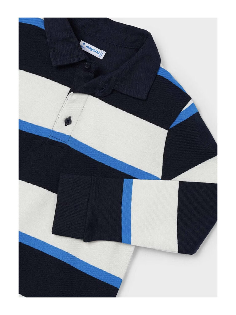 Mayoral Blue & Black Stripe Polo Shirt