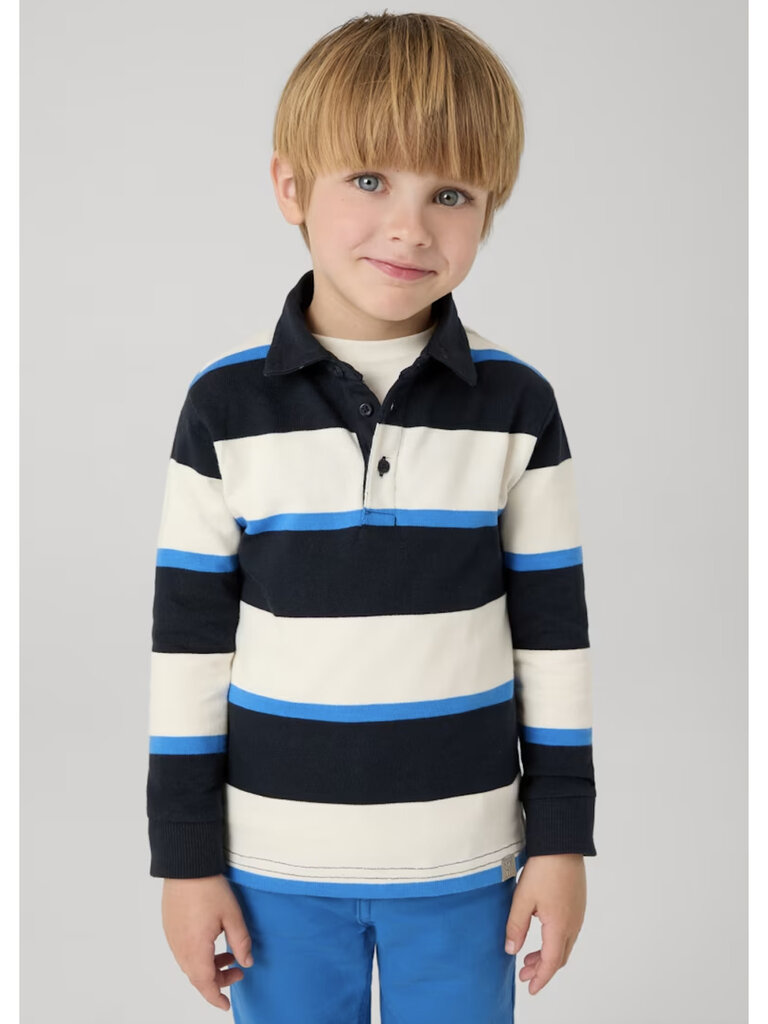 Mayoral Blue & Black Stripe Polo Shirt