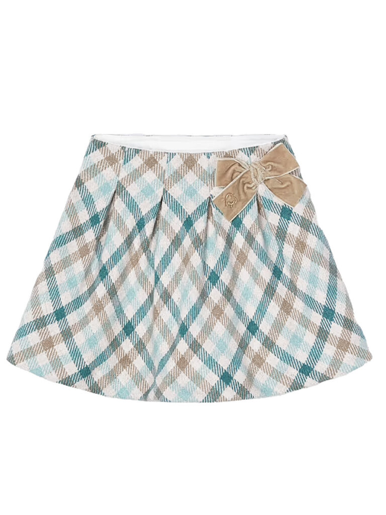 Mayoral Jade Plaid Bow Skirt