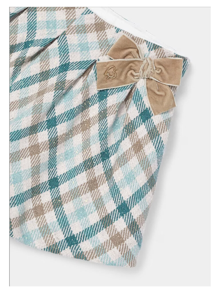 Mayoral Jade Plaid Bow Skirt