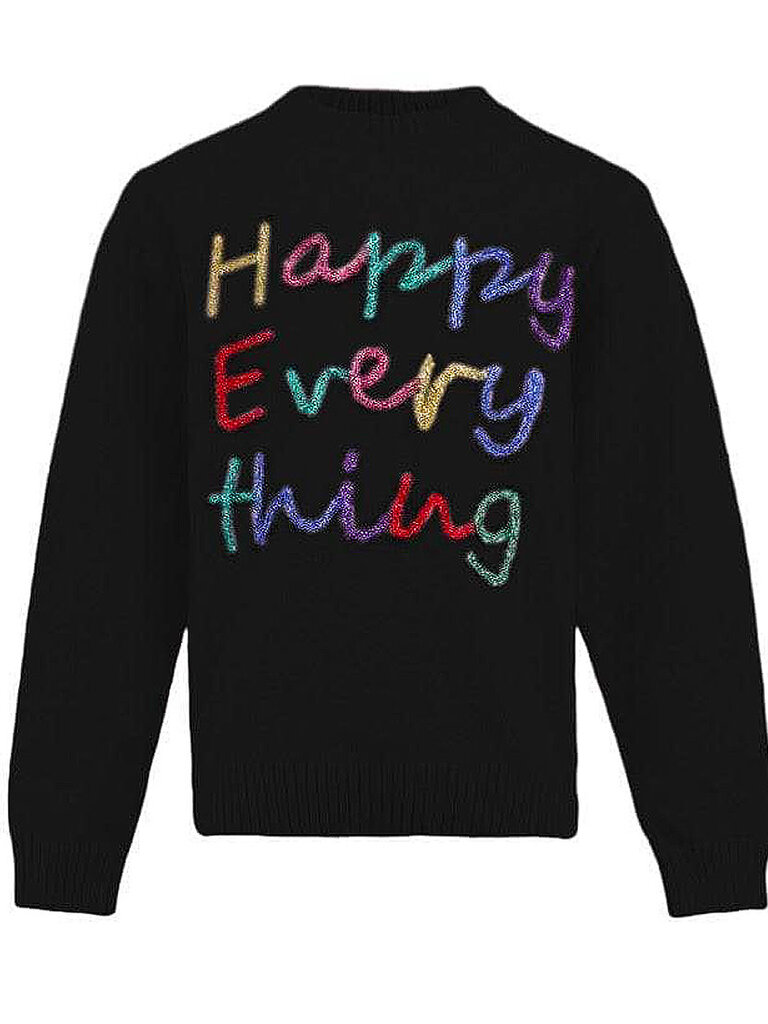 Lola and the Boys Black Happy Everything Tinsel Sweater