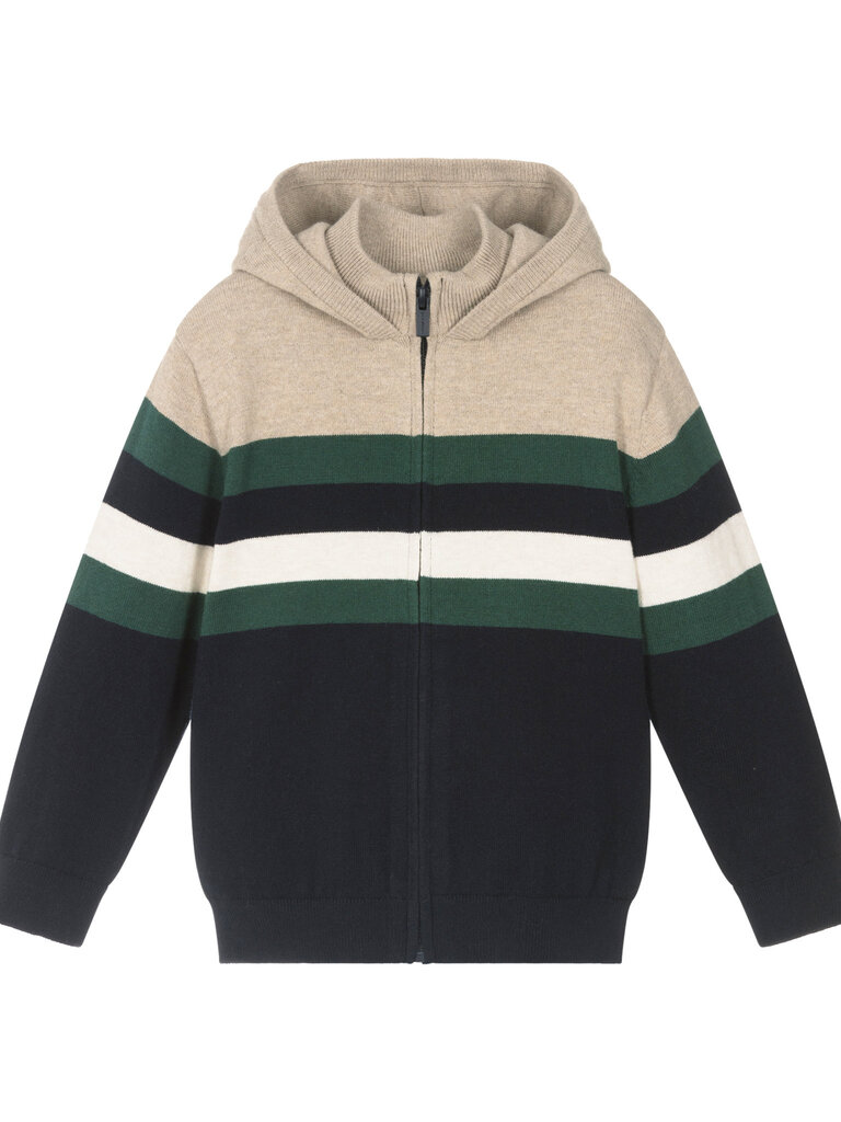 Mayoral Stripe Knit Zip Hoodie