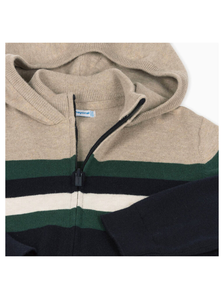 Mayoral Stripe Knit Zip Hoodie