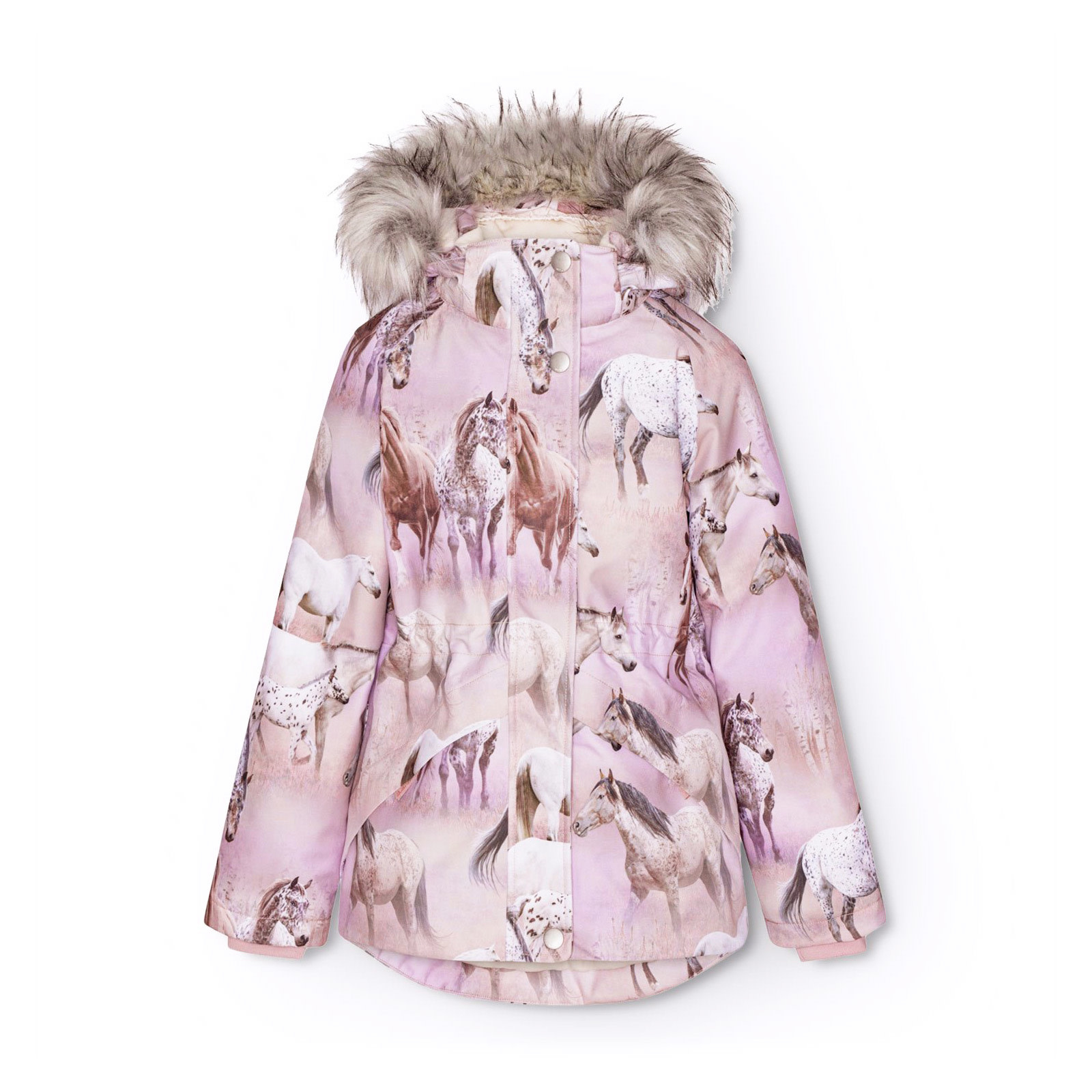 Molo Girls Horses Print Cathy Winter Coat Pumpkin and Bean