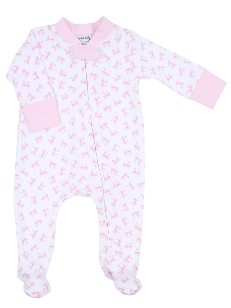 Magnolia Baby Baby Bows Zipper Footie